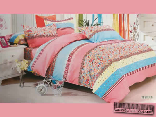 Draps 2 Taies 1 Housse Coton Rose Bleu 2 Places Draps 2 Taies 1 Housse Coton Rose Bleu 2 Places