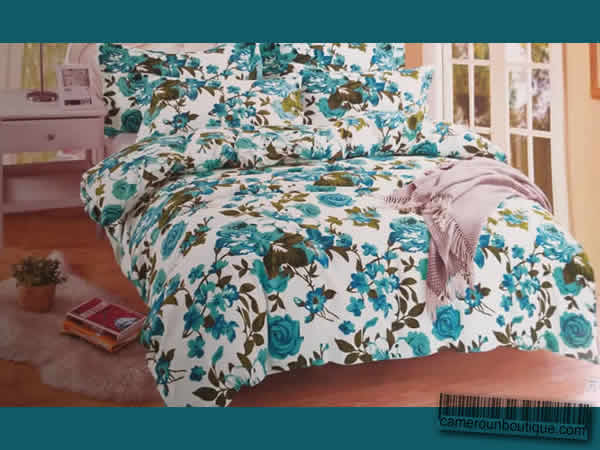 Draps 2 Taies 4 Places Coton Bleu Fleuri Draps 2 Taies 4 Places Coton Bleu Fleuri