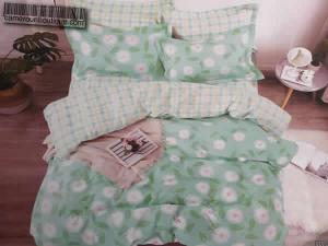 Draps 3 Places 2 Taies Housse Coton Vert Motifs