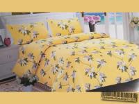 Ensemble 2 Draps 2 Taies Coton Jaune Fleuri